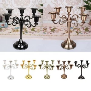 Metal Candle Holder 5 Arm Candlestick 10 '' Tall Wedding Event Candelabra - Picture 1 of 19