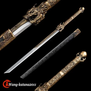 Functional Sharp Dragon Chinese KungFu Sword Tang Dao Broadsword Manganese Steel - Picture 1 of 10