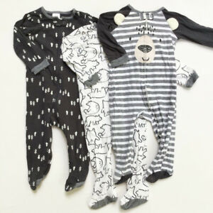 Gerber SLEEPERS Footed Pajama Lot Boys Size 6-9 Mos. Bears Animal 1 Piece Outfit