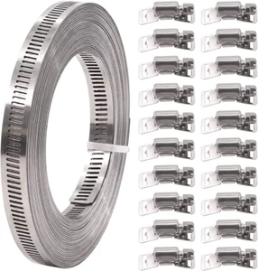 21 Stck. 33 Fuß lange Schneckengetriebe Schlauchschelle mit Befestigungen, 304 Edelstahl groß - Bild 1 von 12