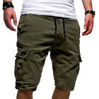 Fashion Solid Color Large Size Men Overalls Summer Quarter Pants 5 Color