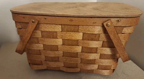 Vintage 1979 Basketville Putney Vermont Picnic Basket Mint With Original Box Cover