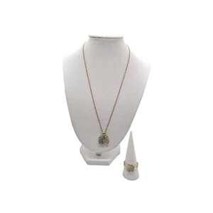 Conjunto de collar y anillo Avon Studio 1886 símbolos de trébol de primavera talla 10 - Imagen 1 de 11