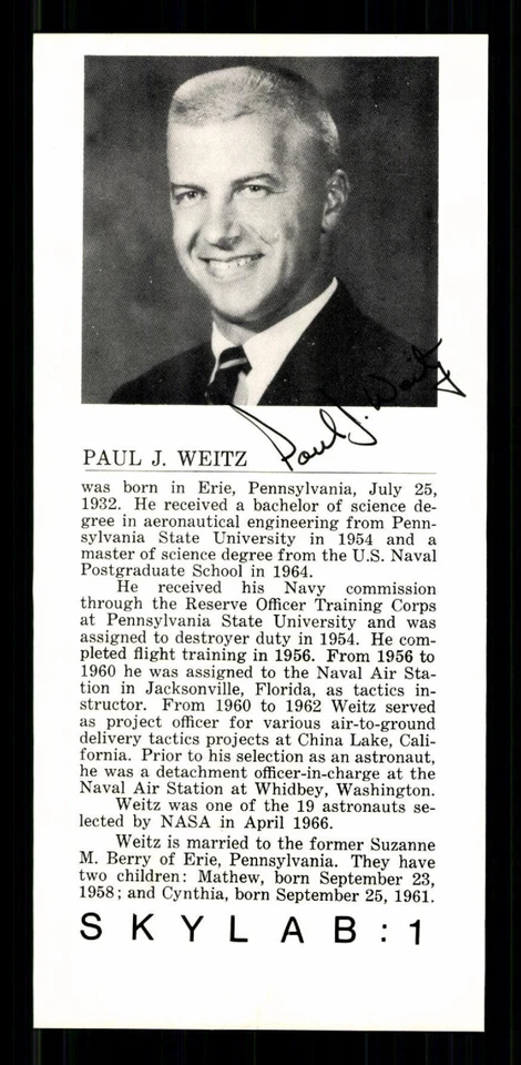 Paul J. Weitz Amerikanischer Astronaut Skylab 2 Original Signiert # G 43977 - Bild 1 von 2