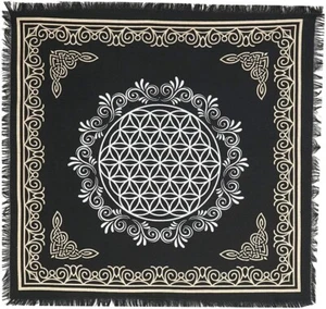 Flower of Life Altar Cloth Tarot Witchcraft Card Square Table Cloths Napkin - Picture 1 of 6