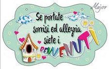Targhetta targa a nuvoletta in legno BENVENUTI da appendere