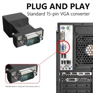 PVC VGA Male to RJ45 Female Connectors for Quality Video Extension Applications - Afbeelding 1 van 10