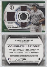 2019 Topps Tribute Tribute Triple Relics Green /99 Miguel Andujar #TTR-MA
