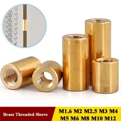 Messing Verbindungsmuffe Rund M1.6 M2 M2.5 M3 M4 M5-M12 Langmutter Gewindemuffe - Bild 1 von 4