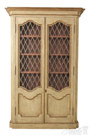 59410EC: Monumental Italian Style Painted 2 Door Bookcase Cabinet Cover