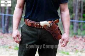 Gun Holster Belt Leather Revolver Pistol Tooled .22 .38/357 .44/45 Cal Western - Picture 1 of 9