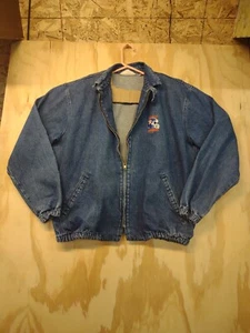Giacca vintage 90 Chalk Line Denver Broncos NFL uomo XL blu denim tasche USA - Foto 1 di 7