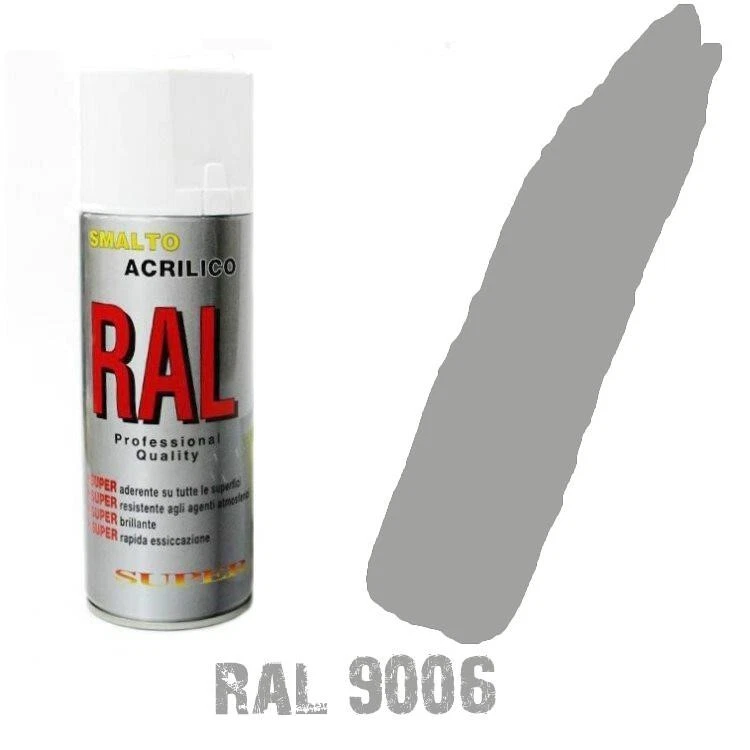 Bomboletta Spray Grigio Alluminio Ral 9006 Acrilico Vernice Brillante Lucido Rap - Immagine 1 di 1