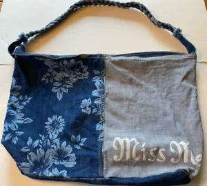 MISS ME Floral Denim Jean Fabric Large Overnight Bag Tote Duffel Purse 2023 - Picture 1 of 7
