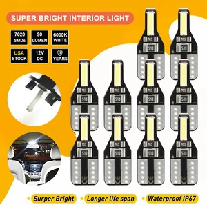10 Pack Canbus T10 194 168 W5W 2825 LED White Car Side Wedge Light Bulb Lamp US - Picture 1 of 11
