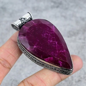 Valentine Gift Kashmir Ruby Pendant 925 Sterling Silver Pendant Gemstone Pendant - Picture 1 of 4