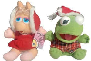 Set peluche vintage Muppet Natale Babies Miss Piggy Kermit 1988 McDonald's Corp - Foto 1 di 10