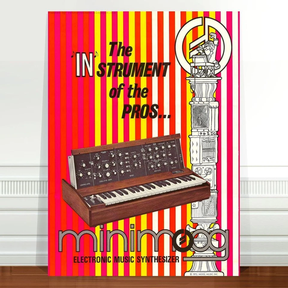 Mini Moog Model D 1970's Ad Poster Art ~ CANVAS PRINT 36x24" minimoog - Immagine 1 di 1