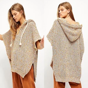 Free People Electric Aura Hoodie Pullover Womens Small Oversized V-Neck NEW - Picture 1 of 5