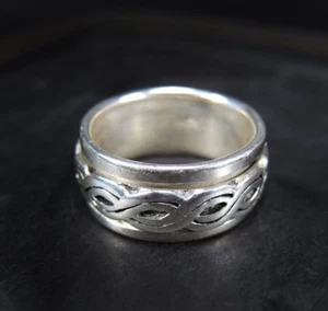 Anillo de banda giratoria plata 925 trenza ancha anillo macizo pesado masivo - Imagen 1 de 6