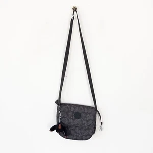 Kipling Catia Small Crossbody Bag Grey Floral Canvas Double Side Flap Over - Picture 1 of 18