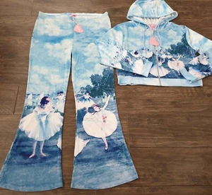 Sugar Thrillz Dress Rehearsal Ballet Print Velour Hoodie Yoga Pants Tracksuit 3X - Picture 1 of 5