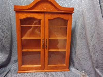 Vintage Wood cabinet with glass insets for miniatures /collectibles, stand/hang - Image 1 of 4