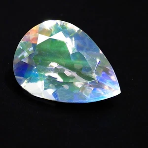 Pera 1,23 Ct Incredibile Qualità Superiore (9 x 6 mm) Pietra di Luna Arcobaleno Sfaccettata Naturale - Foto 1 di 7