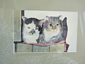 Original Watercolor "Two Cats In A Box" By MacLucas Ward - Picture 1 of 5