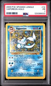 2000 Pokemon Spanish Jungle #12 Vaporeon Holo PSA 1 POOR POP 2 RARE! - Picture 1 of 2