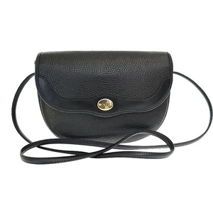 Christian Dior Vintage Gold Logo Leather Shoulder Bag Black Aa 250815 - Picture 1 of 9