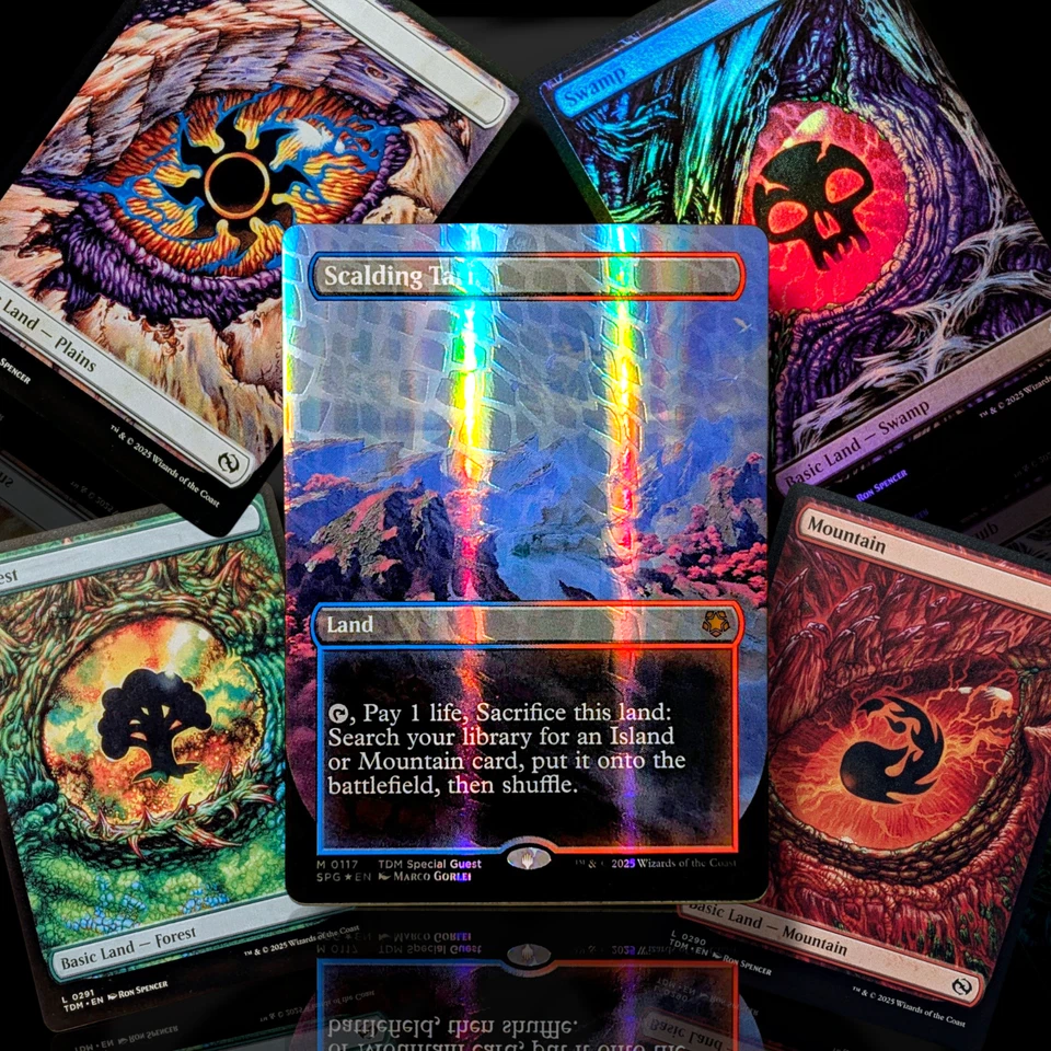 Scalding Tarn ~DRAGONSCALE~ Mythic TDM Special Guest & 4 Full Dragon Eye Lands - Image 1 of 4