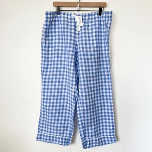 J.Crew Pyjamahose Gingham kariert Leinen Baumwollmischung Damen Large blau weiß - Bild 1 von 10