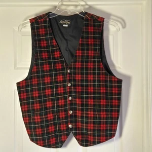 C.K. Slaughter Daytona Beach Vintage Plaid Corduroy Vest Size M Red Black Green - Picture 1 of 6