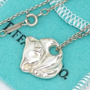Tiffany & Co. Koala Charm Pendant Necklace 16" Silver 925 Auth w/Bag #8492 - Picture 1 of 8