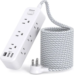 Extension Cord 15 ft, Surge Protector Power Strip, 9 Outlets 3 USB Ports, New - Picture 1 of 2