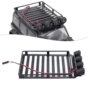 Metal Roof Spotlight Rack Luggage Rack W/ 4 Led For 1/18 TRX4M Bronco AX-8560 - Picture 1 of 7