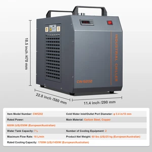 Succebuy Industrial Water Chiller CW-5200 / CW-5202 with Built-In Compressor 7L - Picture 1 of 14