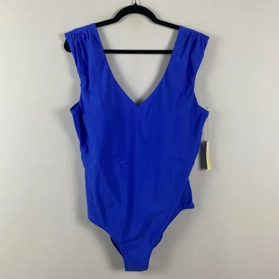 Traje de baño Summersalt acanalado backflip de una pieza azul hortensia talla grande 22 Foto 1 de 4