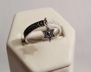 Anillo judío Cabalá 925 plata esterlina judaica estrella de David 5,5 hecho en Israel - Imagen 1 de 1