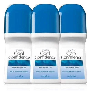 Avon Cool Confidence Baby Powder Scent Roll-On Deodorant 75 ml PACK OF 3 - Picture 1 of 4