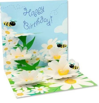 Bees and Daisies Pop-Up Birthday Card Greeting Card by Up With Paper - Image 1 of 4