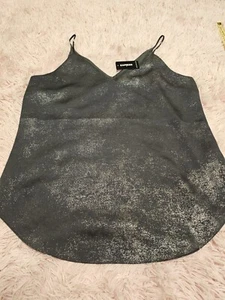 EXPRESS Size S  Black  SPARKLE TANK TOP  V-Neck Top Sleeveless Women's NWT - Picture 1 of 6