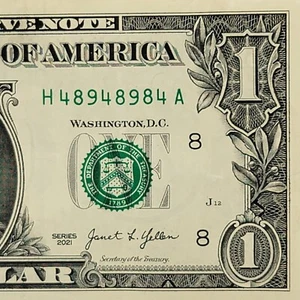 Mini ripetitore 489s Trinary Fancy numero di serie banconota da un dollaro H48948984A DC - Foto 1 di 8