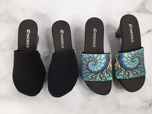 Lot of 2 -OneSole Traveler SHOE Black Sole  wedges, sandals, interchangeable Sz6 - Picture 1 of 15