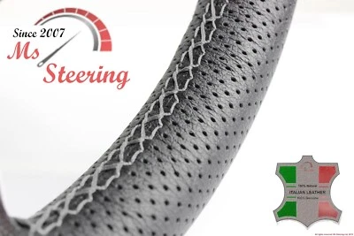 FUR PLYMOUTH ACCLAIM 89-95 SCHWARZ PERF LEDER-LENKRAD ABDECKUNG GRAU 2 STICH Foto 1 de 4