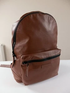 SANTONI Mochila Marrón Ligera Cuero Suave Auténtica Italia - Imagen 1 de 13