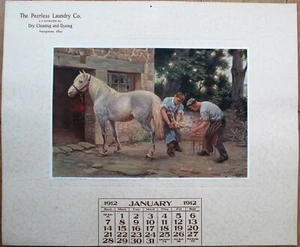Youngstown, OH 1912 Werbekalender: Peerless Laundry - Pferd & Schmied - Bild 1 von 1