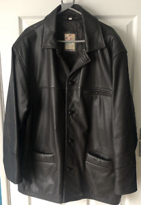 BARNEYS BROWN LEATHER JACKET SIZE: LARGE