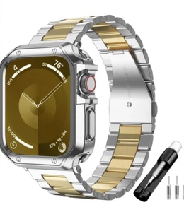 for Apple Watch Metal Band Case 45mm 44mm Stainless Steel Men Wrist for Ultra SE - Picture 1 of 3